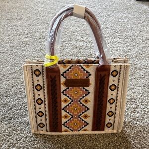 Wrangler Southwestern Print Small Canvas Tote/Crossbody - Coffee
